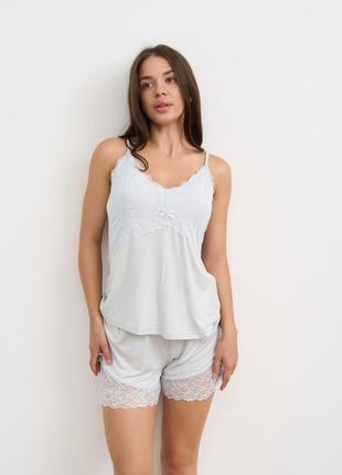Пижама женская майка с шортами однотонная вискоза 90536 размер s, m, l, xl