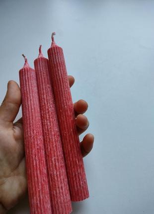 Свечи столовые из пальмового воска sobitka ребристые 3шт красные