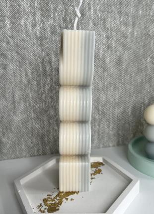 Соєва ароматизована свічка ручної роботи з гіпсовою підставкою2 фото