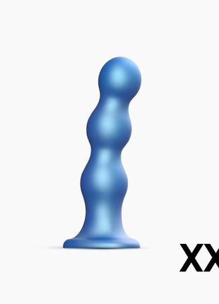 Насадка для страпона strap-on-me dildo plug balls blue metallic xxl