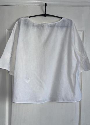 Блуза біла жіноча котон/льон5 фото