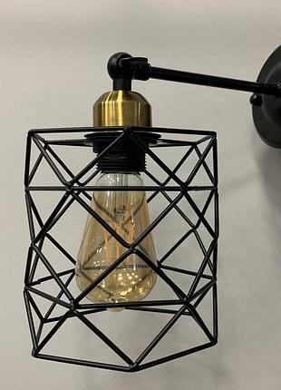 Черное бра с золотым патроном (56-wpr105f-1 bk+bronze)