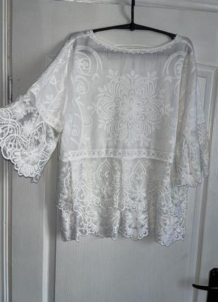 Блуза жіноча біла мереживо2 фото