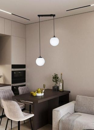 Черная подвесная люстра на 2 лампы (56-pr150f-2 bk+wh 350)5 фото