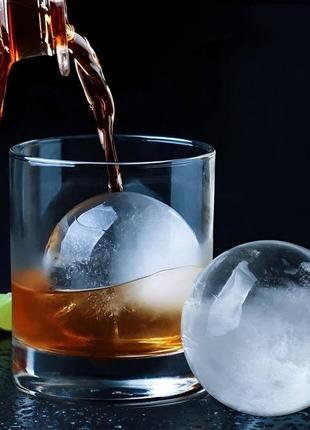 Силиконовая форма для льда серая шар 6 см, 4шт