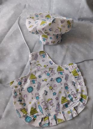 Комплект набор поваренка колпак фартук с рюшами