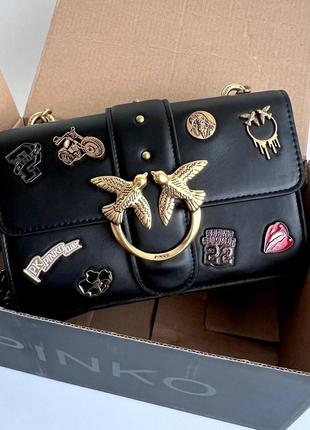 Сумка mini love bag one simply with enamel pin black premium.