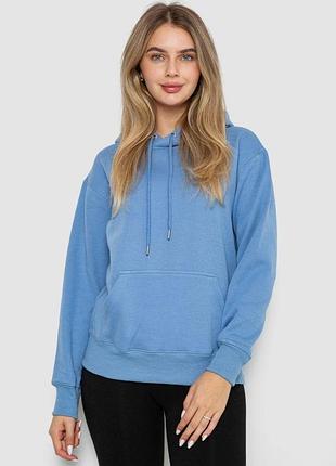 Худи женский на флисе, цвет джинс, 242r053