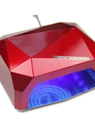 Лампа для манікюру багатогранник із сенсором led+ccfl гібрид 36 вт червона