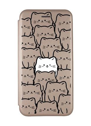 Чохол-книжка з малюнком для samsung galaxy a03s золотий котики (принт 392)