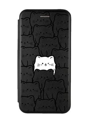Чехол-книжка черный с рисунком на xiaomi redmi note 10 pro/note 10 pro max котики (принт 392)