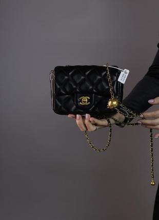 Жіноча сумка chanel mini 18 black женская сумка, брендова сумка шанель чорна