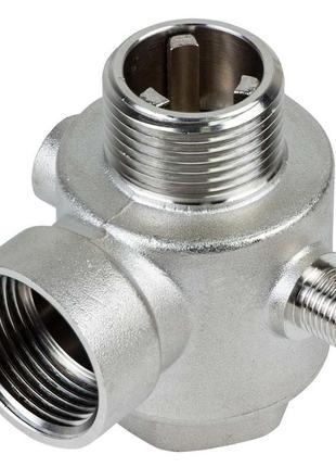 З'єднувач п'ятививідний +зворотний клапан 80мм m1'×f1'×f1'×m1/4'×f1/4' silver 480г aquatica (779601)