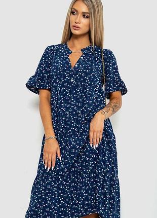 Платье с цветочным принтом, цвет сине-розовый, 102r5251-1