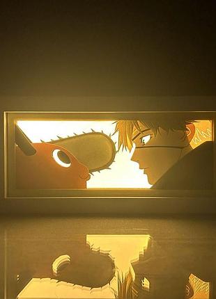 Многослойный ночник лампа аниме chainsaw man человек-бензопила светильник дэнджи denji