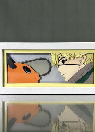 Многослойный ночник лампа аниме chainsaw man человек-бензопила светильник дэнджи denji