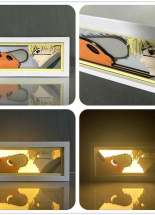 Многослойный ночник лампа аниме chainsaw man человек-бензопила светильник дэнджи denji