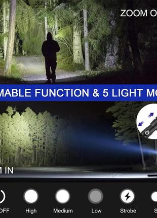 Светодиодный фонарик jsdoin, перезаряжаемый, светодиодный фонарик, супер яркий, 20000...