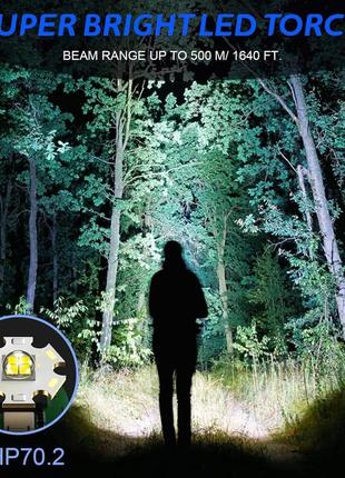 Светодиодный фонарик jsdoin, перезаряжаемый, светодиодный фонарик, супер яркий, 20000...