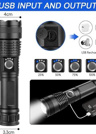 Светодиодный фонарик jsdoin, перезаряжаемый, светодиодный фонарик, супер яркий, 20000...