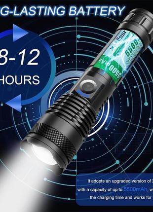 Светодиодный фонарик jsdoin, перезаряжаемый, светодиодный фонарик, супер яркий, 20000...