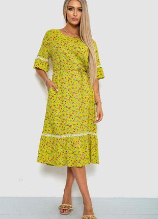 Плаття з квітковим принтом, колір оливковий, 219rt-4105