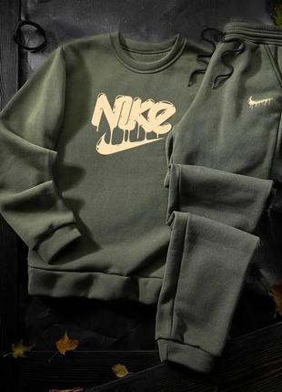 Мужской спортивный костюм nike свитшот и брюки | теплый зимний спортивный костюм найк на флисе топ качество