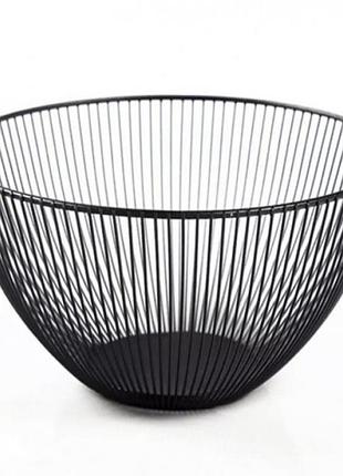 Корзина настольная миска для фруктов металлическая черная