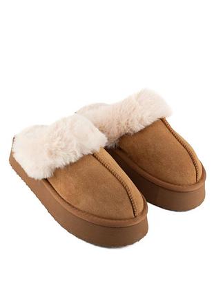 Уггі жіночі капці зимові карамель текстиль на платформі 150501