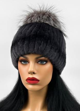 Меховая шапка из rex rabbit (темно-серый)