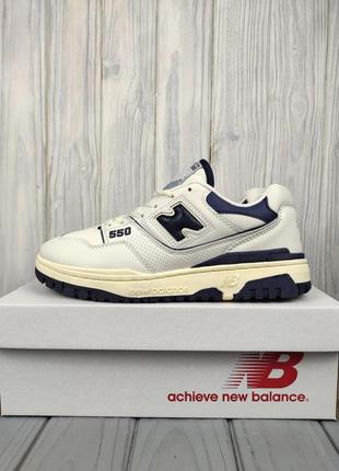 Кроссовки new balance 550 white navy blue темно синие