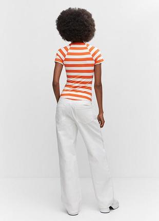Футболка, футболка в смужку, футболка полоска mango, футболка з віскози3 фото