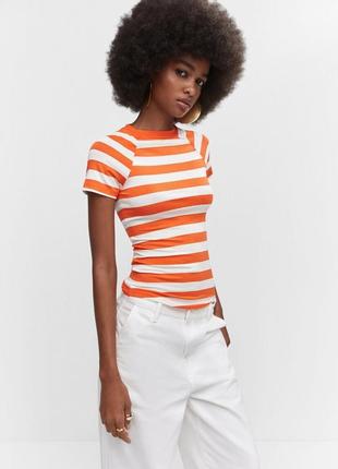 Футболка, футболка в смужку, футболка полоска mango, футболка з віскози2 фото