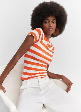 Футболка, футболка в смужку, футболка полоска mango, футболка з віскози7 фото