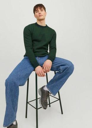Бренду jack & jones, оригинальный мужской свитшот, свитер теплый в зеленом цвете.
