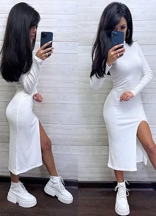 Ангорове платье в рубчик с разрезом турция