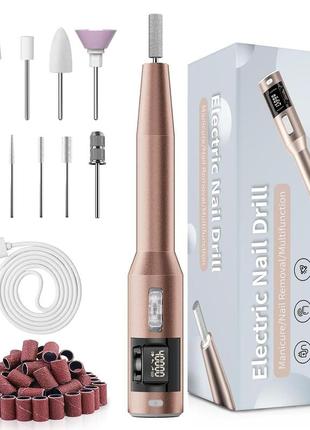 Електрична фреза для гелевих нігтів, 500 ма портативний дриль для нігтів, що перезаряджається, з підсвічуванням і рк-дисплеєм, 400