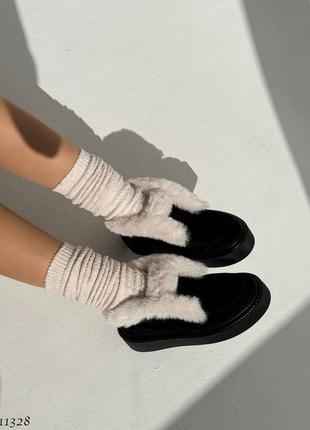 Зимові лофери жіночі замшеві