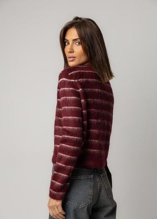 Полосатый кардиган из ворсистой пряжи в стиле massimo dutto бордо2 фото