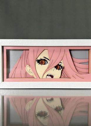 Многослойный ночник лампа аниме chainsaw man человек-бензопила светильник макима