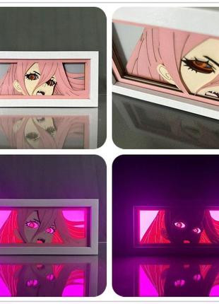 Многослойный ночник лампа аниме chainsaw man человек-бензопила светильник макима