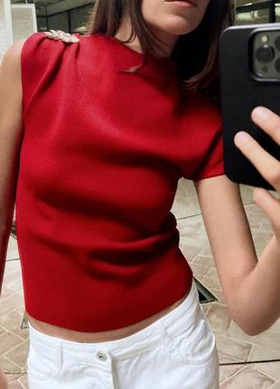 Топ красный асимметричный zara new
