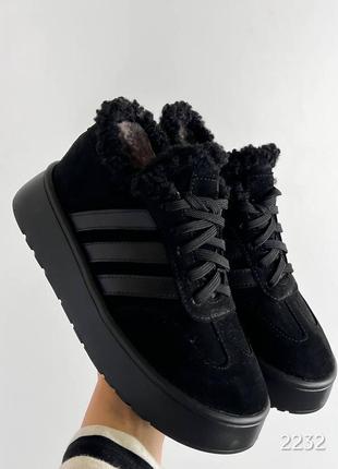 Натуральные замшевые утепленные кеды с мехом тедди