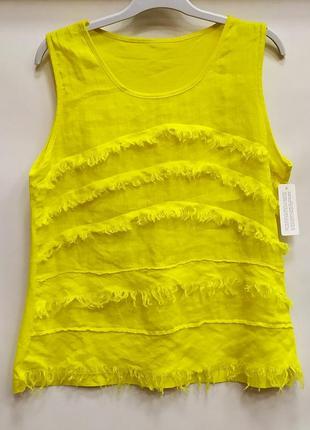 Женская блузка спереди лён спинка трикотаж