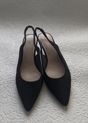 Замшеві туфлі човники на підборах, слінгбеки.