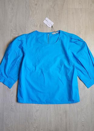 Хлопковая блузка женская рубашка женская голубая