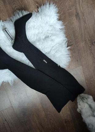 Чорні ботфорти прозорий каблук