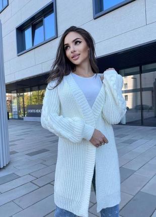 Теплый вязаный кардиган oversize