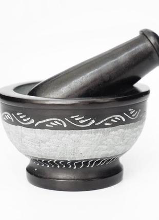 Ступка из черного мрамора №908 bm