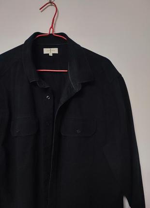 Сорочка рубашка чоловіча чорна щільна пряма широка повсякденна jasper conran man, розмір 2xl6 фото